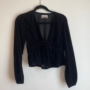 Urban outfitters velvet tie front top